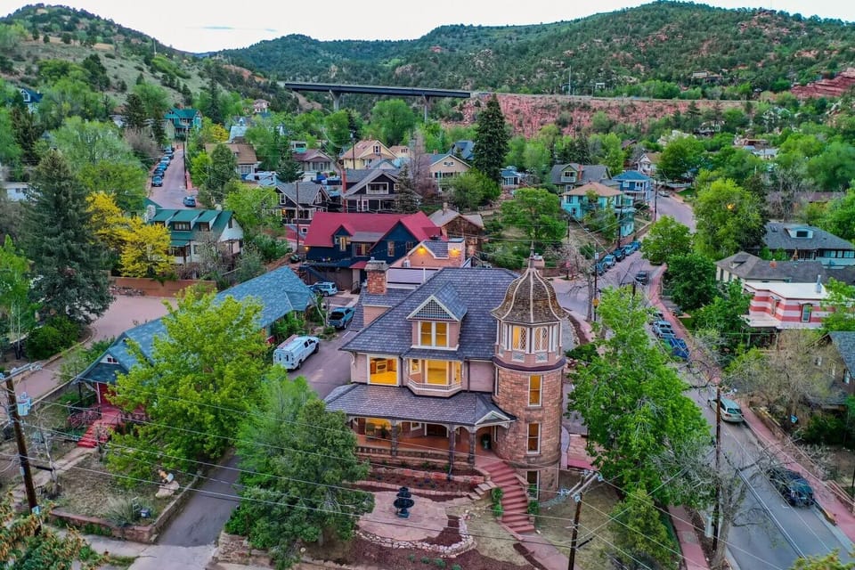 Tranquil, luxurious one- level retreat is one block to Manitou's downtown.