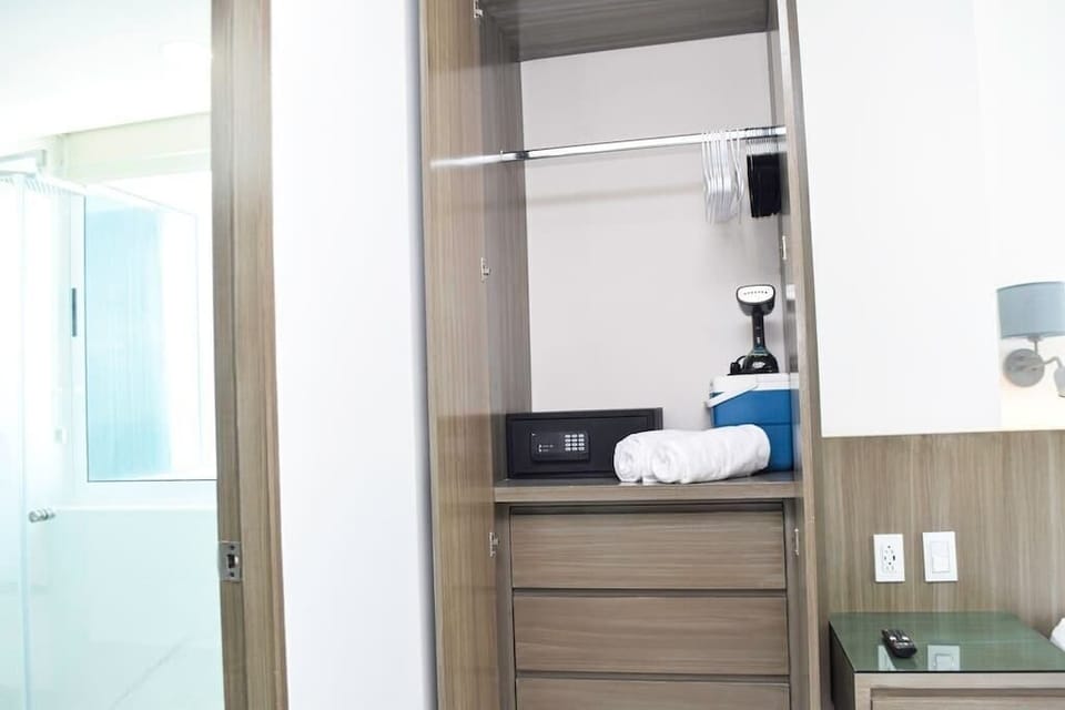 closet, safe, iron, small cooler to take drinks to the pool or beach