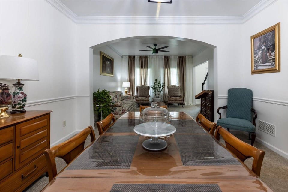 A view of the formal living room form the dining area