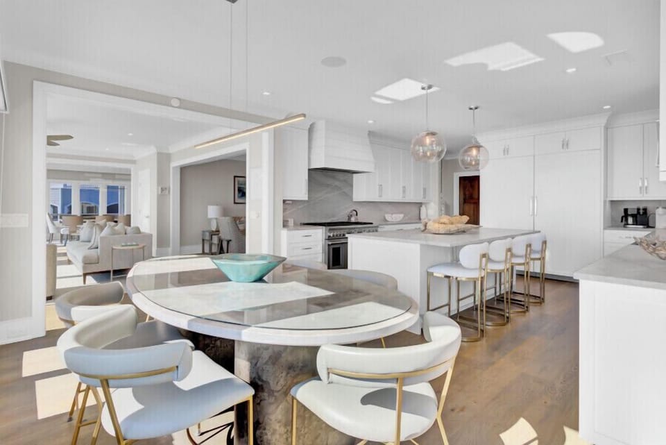 bright kitchen and dining table