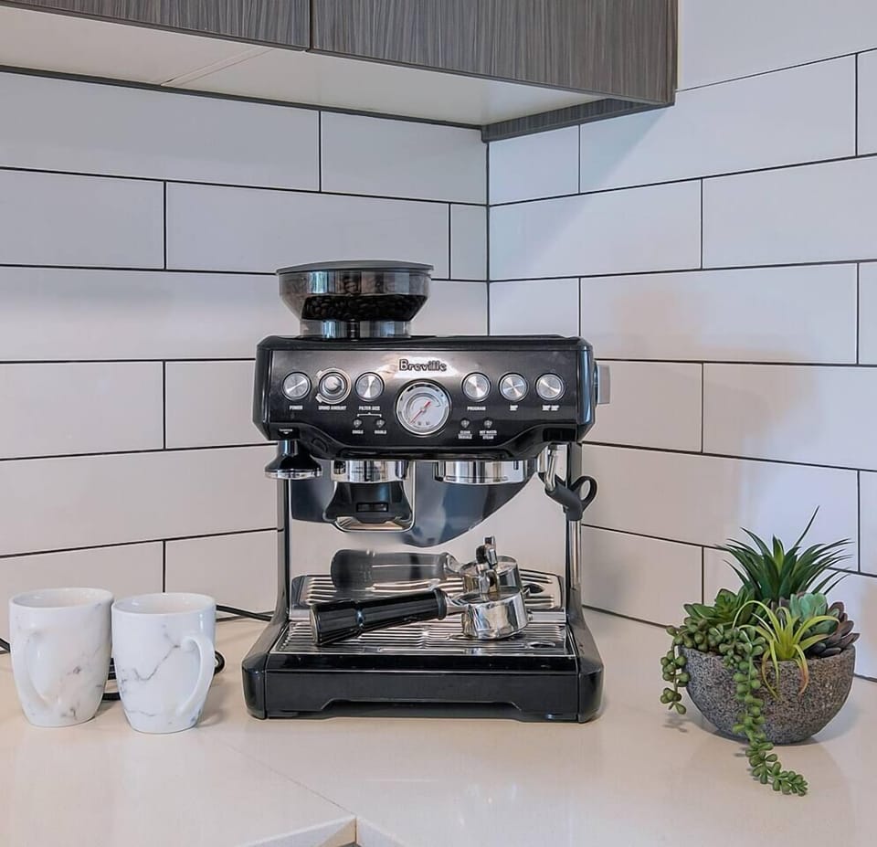 A coffee machine makes it easy to take things slow in the morning at home.

