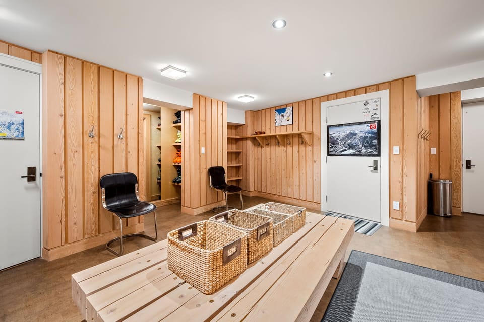 A large mudroom, sauna is located nearby. Lots of storage space.