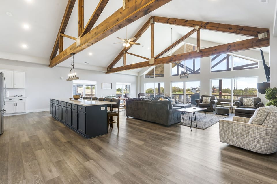 Expansive Open Area of Kitchen, Dining and Living Room Areas