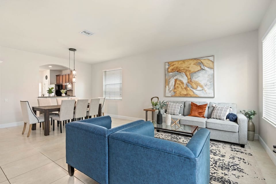 Bright & airy space with stylish seating and stunning decor for relaxation