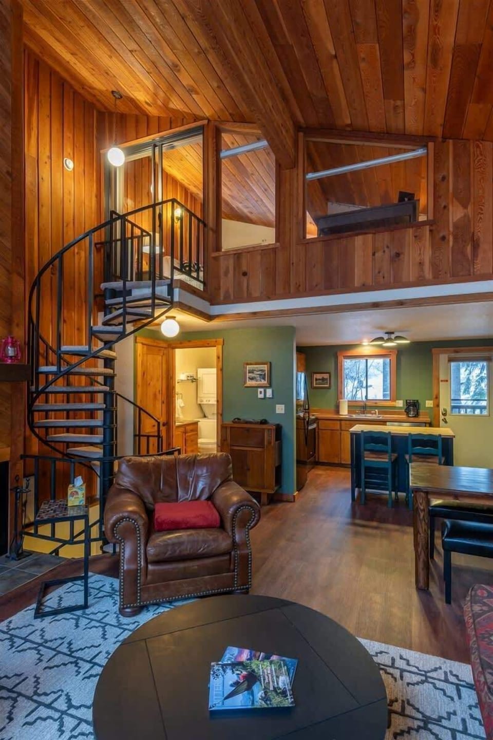 Spiral staircase to the loft bedroom 