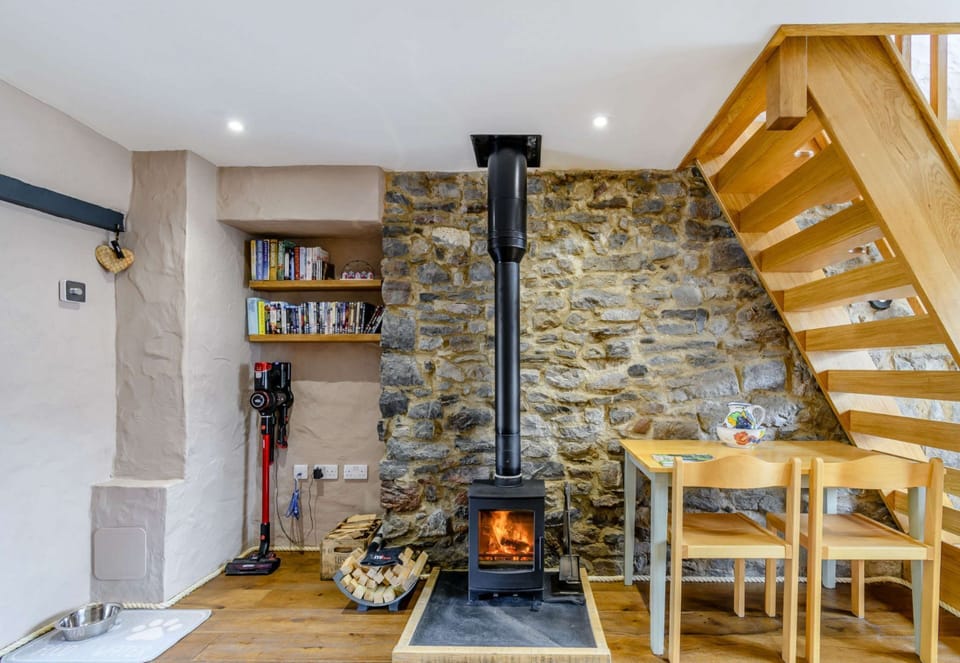 Living Room Log Burner and paddle stairs