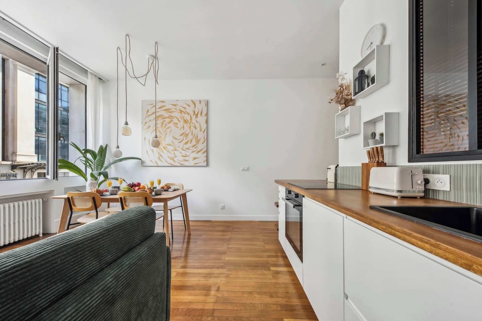 The open-plan living, kitchen and dining area