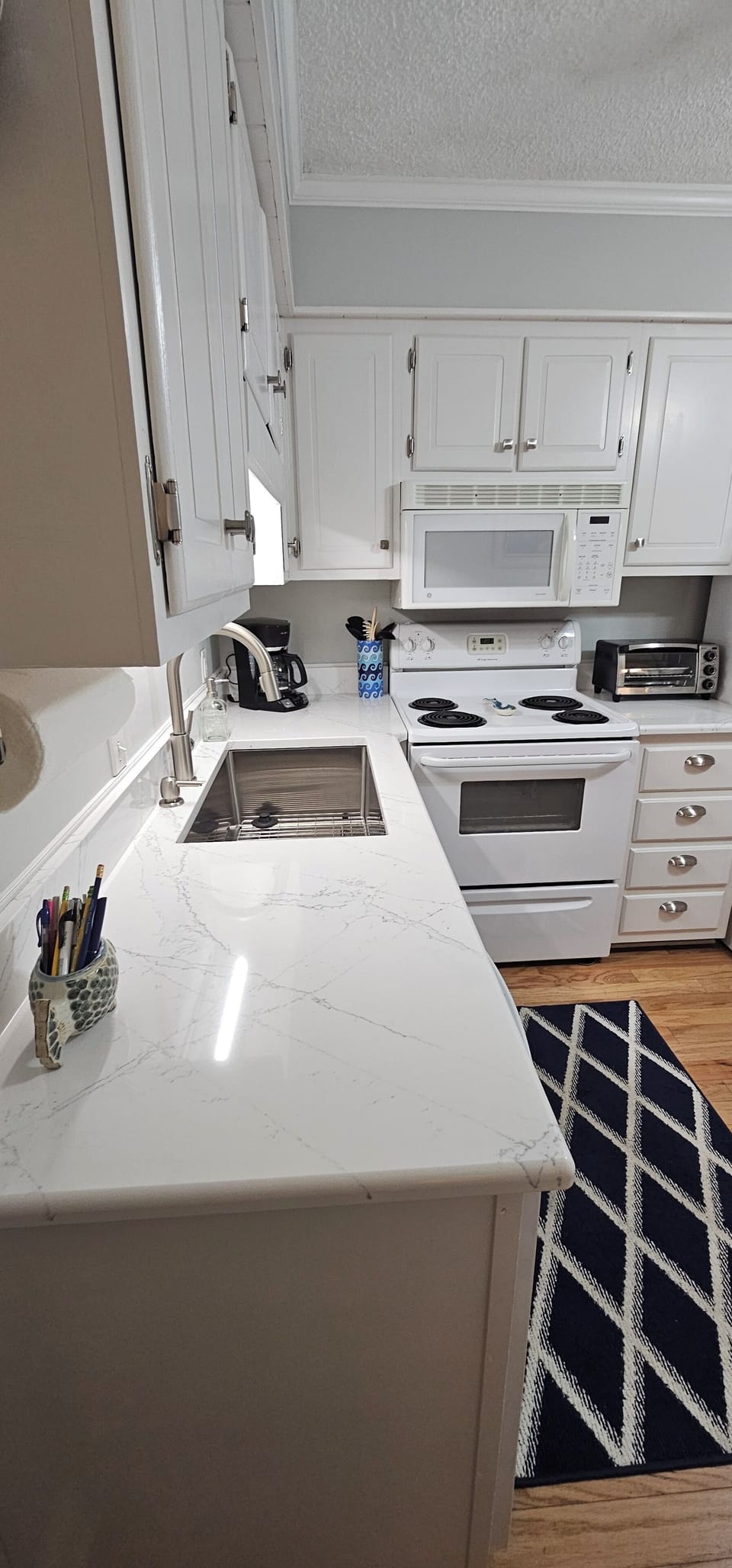 updated kitchen with quartz countertops