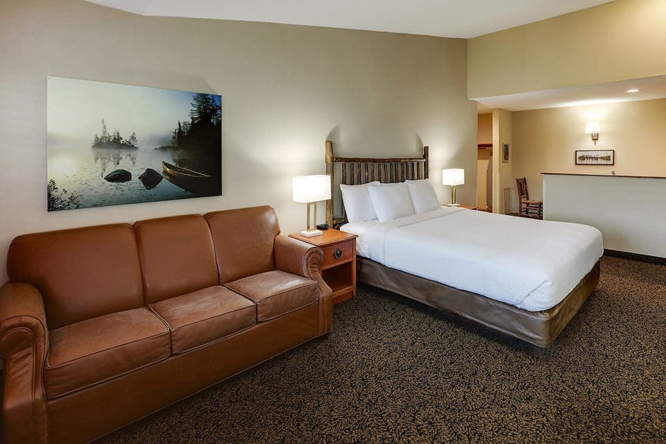 Stretch out on the plush king bed after adventures.