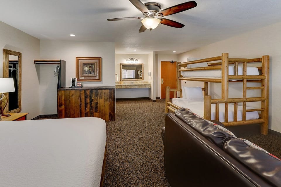 Gather everyone comfortably with fun bunks and cozy seating.