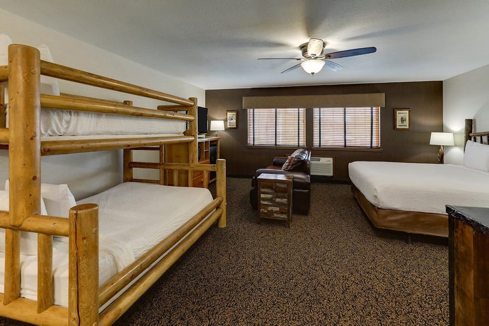 Stretch out together with rustic bunks and crisp linens.