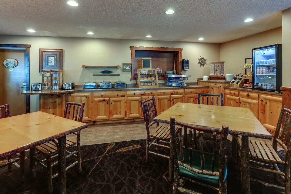 Start mornings with easy, casual seating near the snack area.