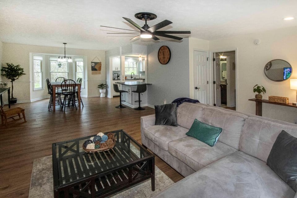 Lots of space to move around; cozy and comfy home.
