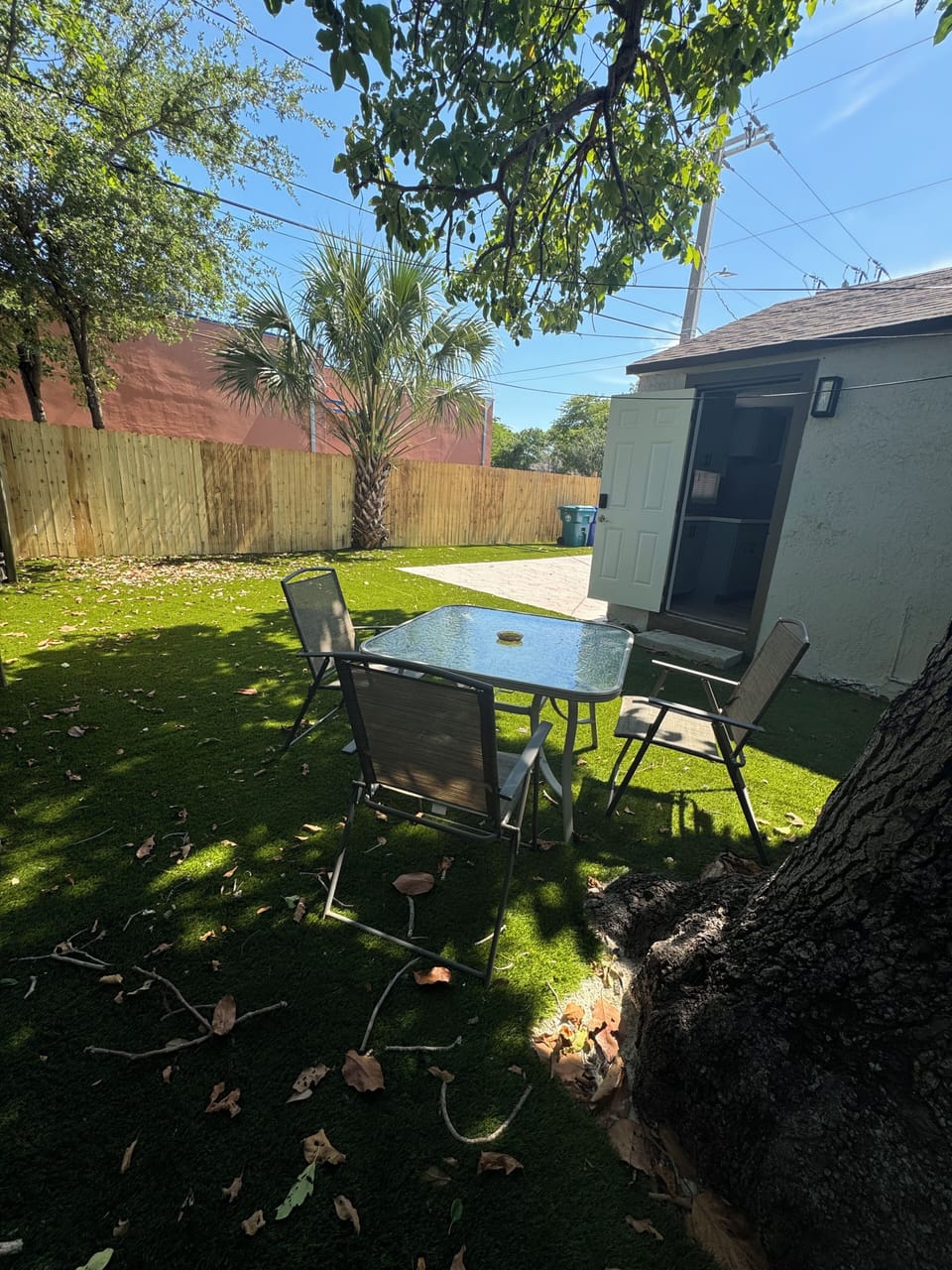 Backyard patio. Shaded 