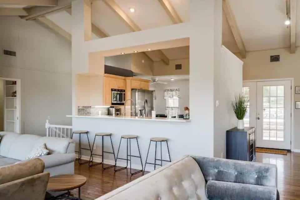 Family room looking into kitchen