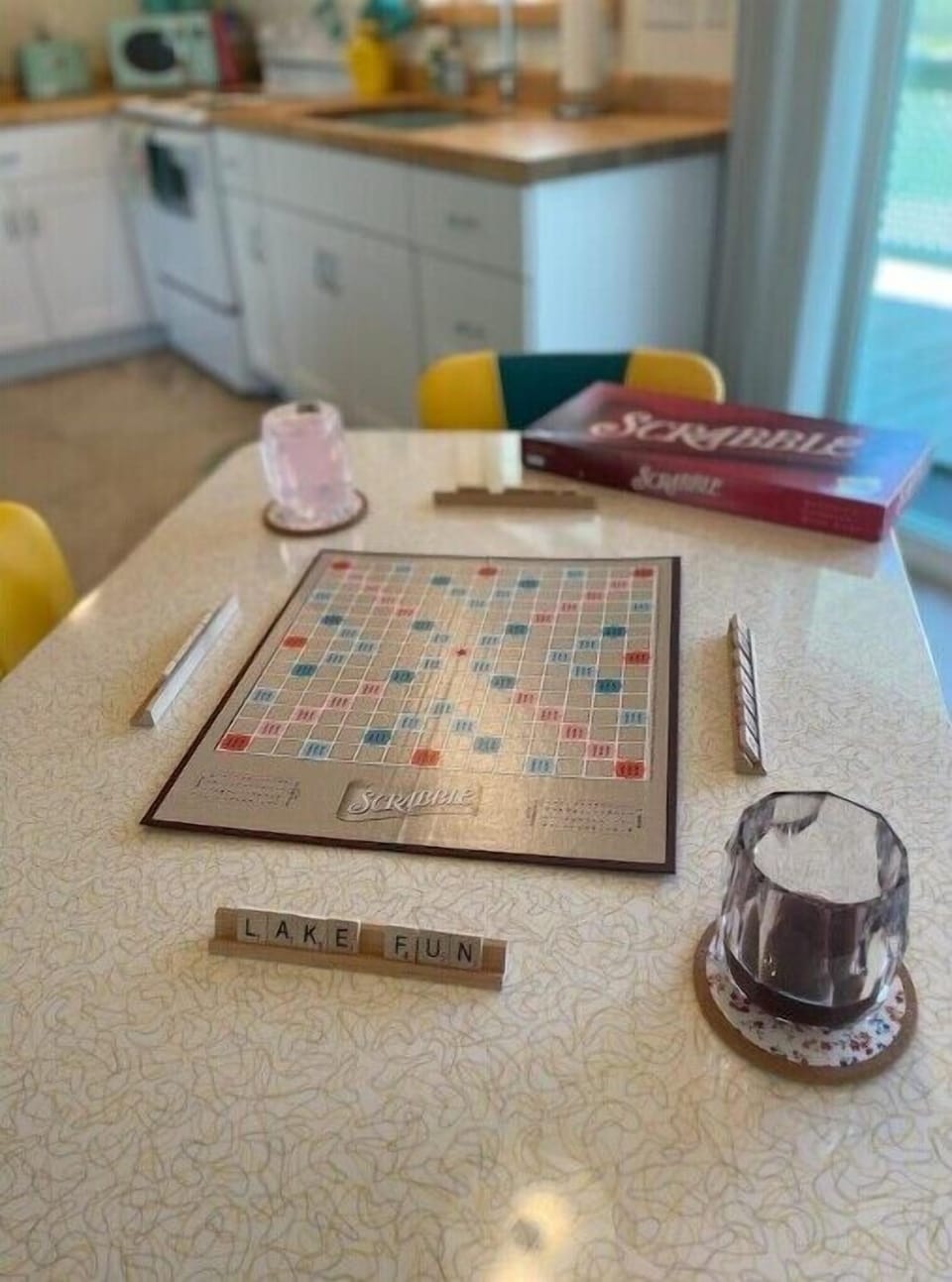 Gather around the table for one of the many games provided.