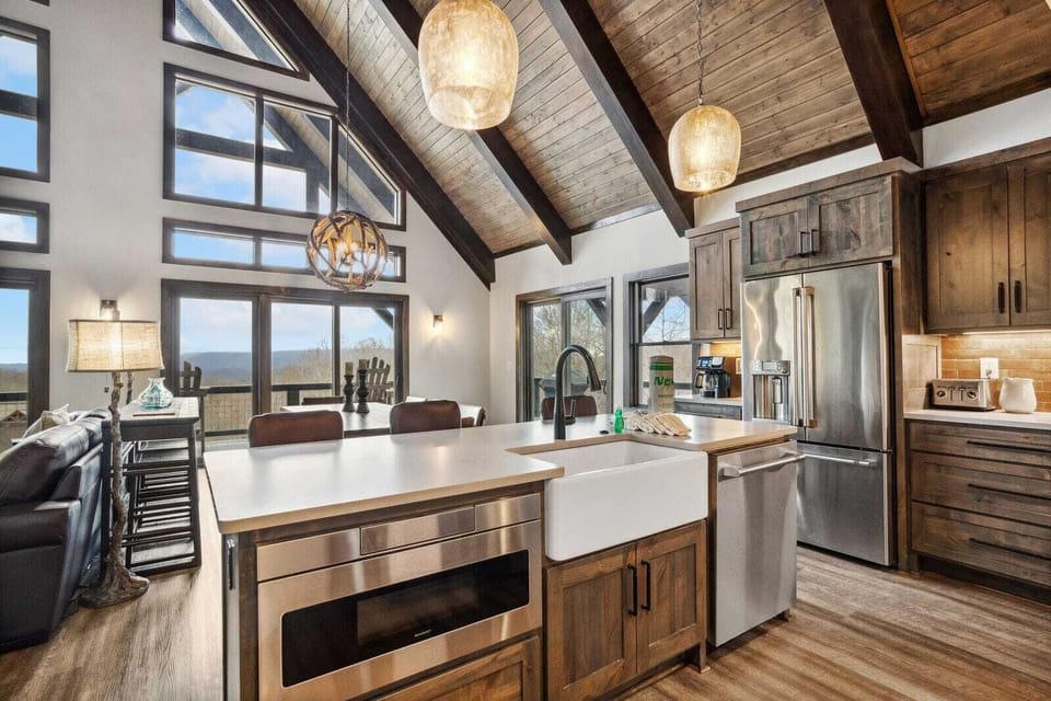 Spacious Kitchen with Island and Farmhouse Sink