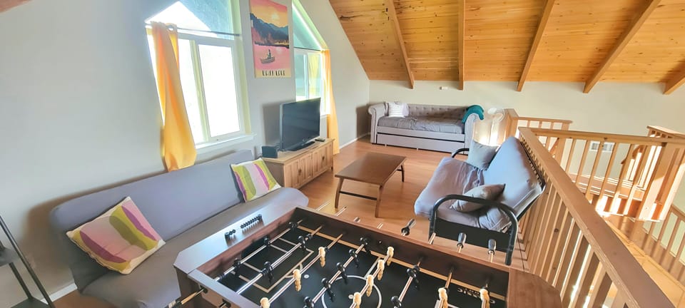 Upstairs Loft, sleeping for 6. Two full futons and a twin day bed with trundle