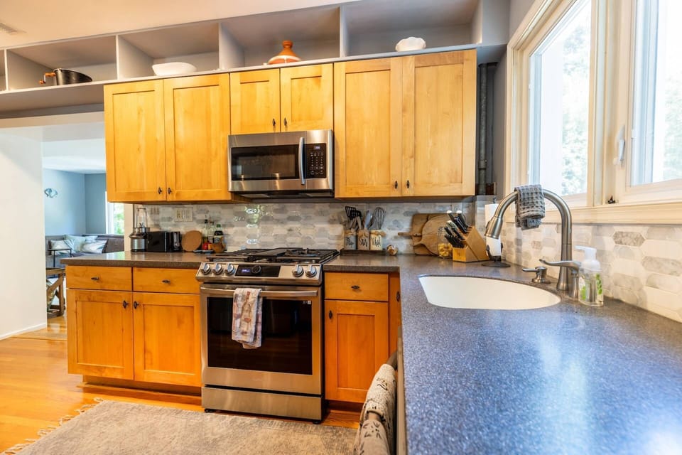 Prepare a family meal in the kitchen on the generous countertops and work space.
