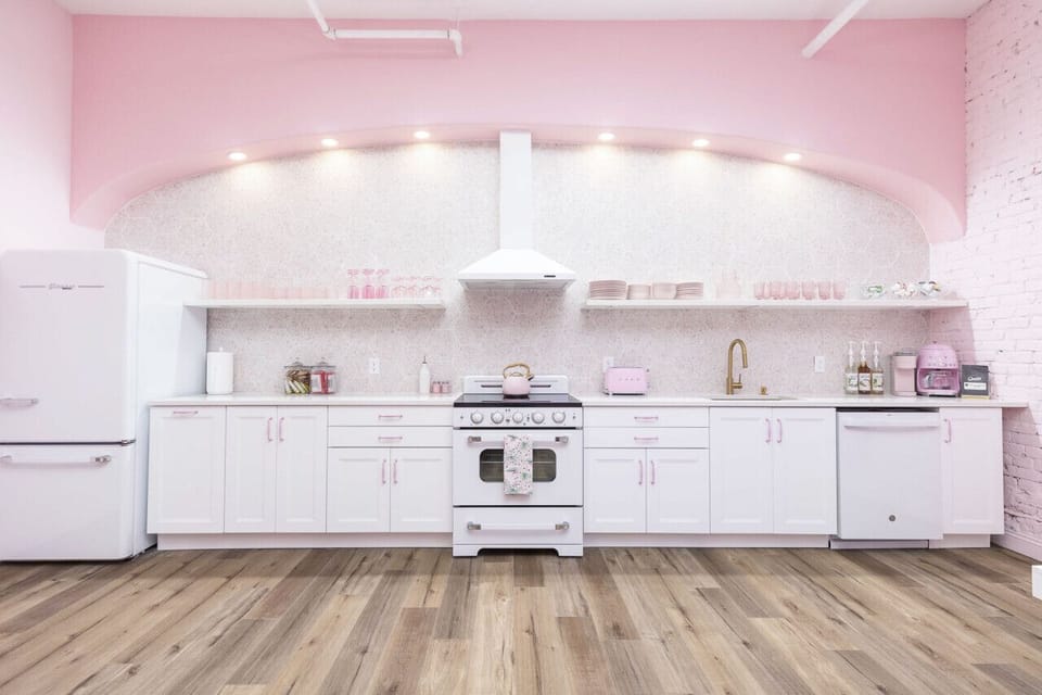 Chef's kitchen. If you were a lady chef, or just loved pink!