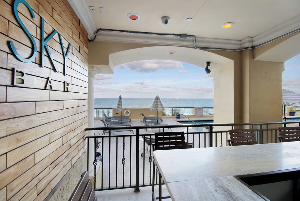 Sky bar for cocktails and light food.  Located on the Pool Deck with ocean views
