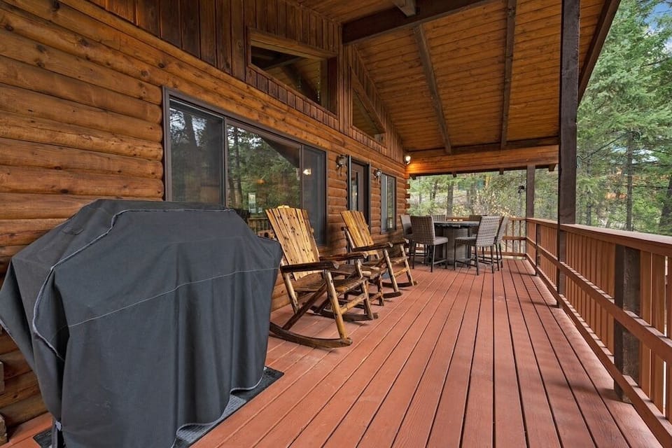 The large covered porch off the main level.