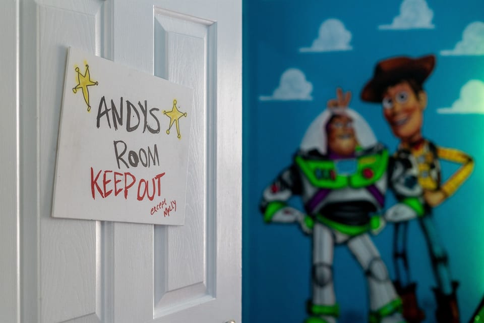Discover a world of imagination in our Toy Story themed kids' bedroom! Peek inside and let the magic unfold for your little adventurers. Every stay is a playful journey at our home!