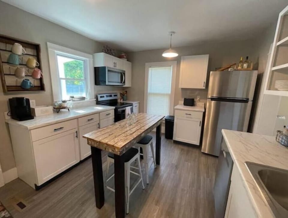 Kitchen with repurposed island
