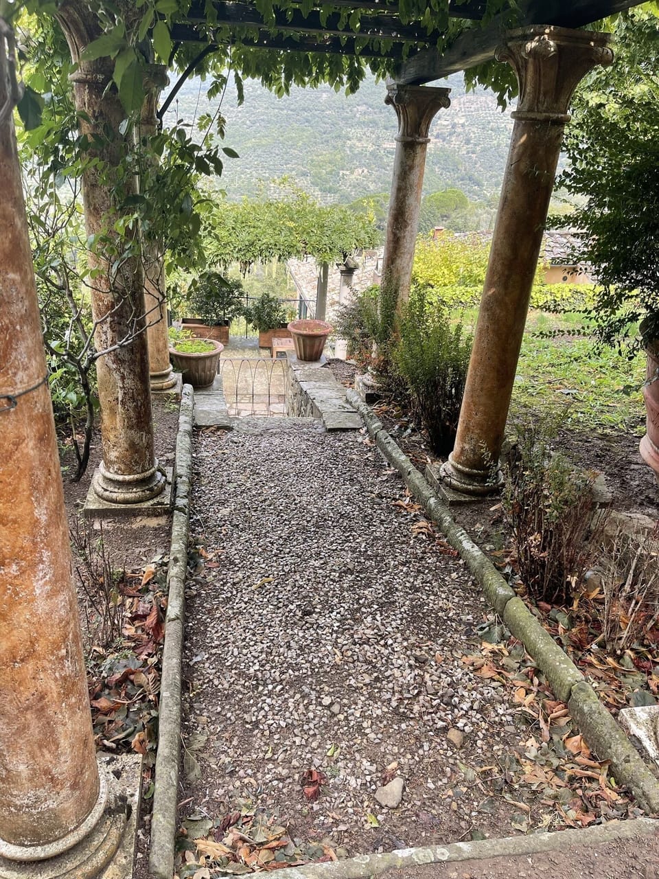 Path from upper level down to pool