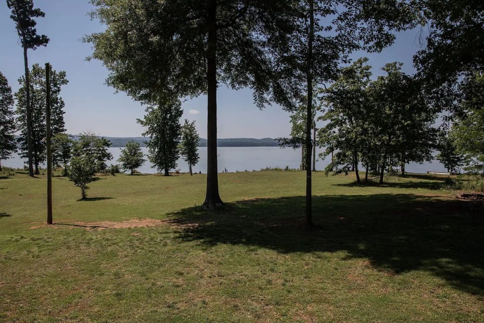 View of the lake from the backyard