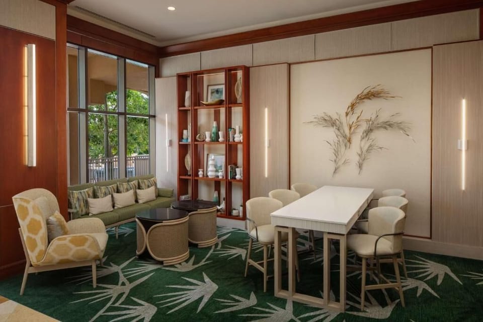 Gather comfortably in stylish lounge seating for chats or work.