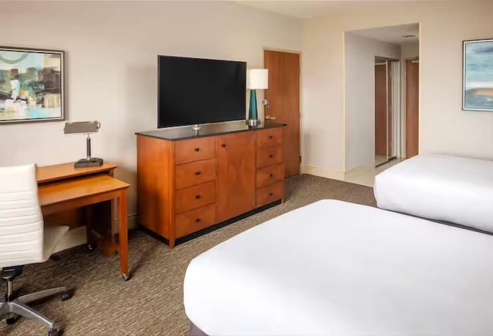 Ease into evenings with a roomy setup and large-screen TV.
