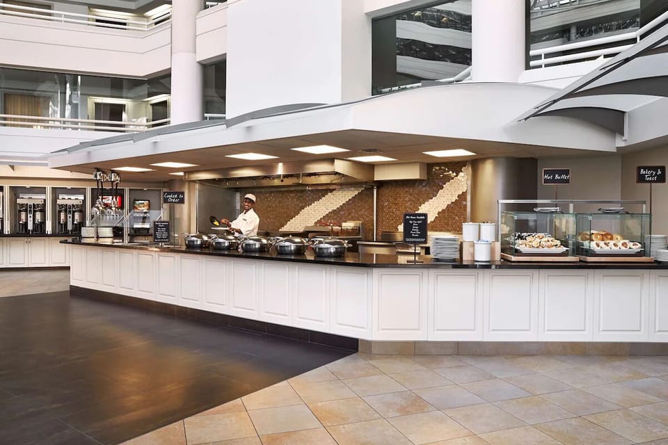 Start mornings with a generous hot buffet and fresh pastries.