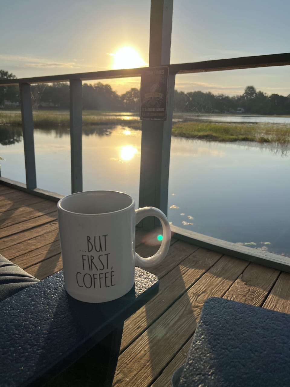 Morning sunrise on beautiful lake.  Fish jumping, frogs sounds, and bird calls