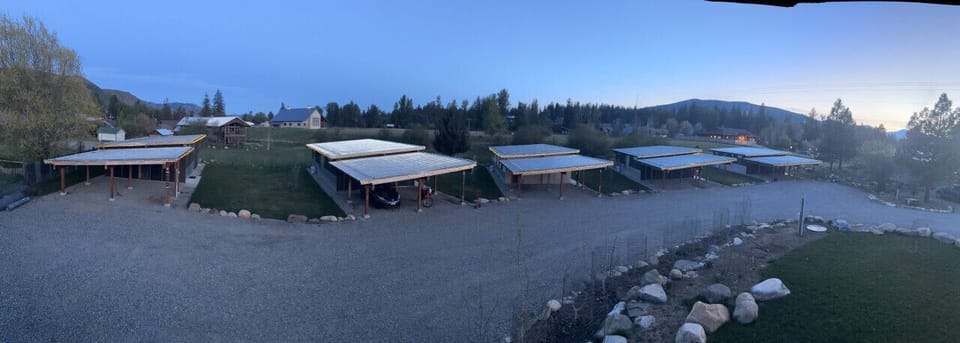 5 of the 7 Cabins in a Semicircle Formation, Each Facing a Different S, SW or Westerly Direction