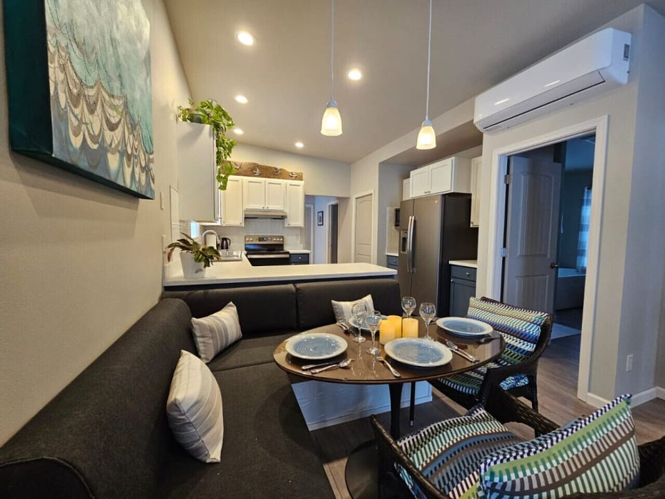 The Cozy Eating Nook is Child-Friendly and Extends the Living Room Space.