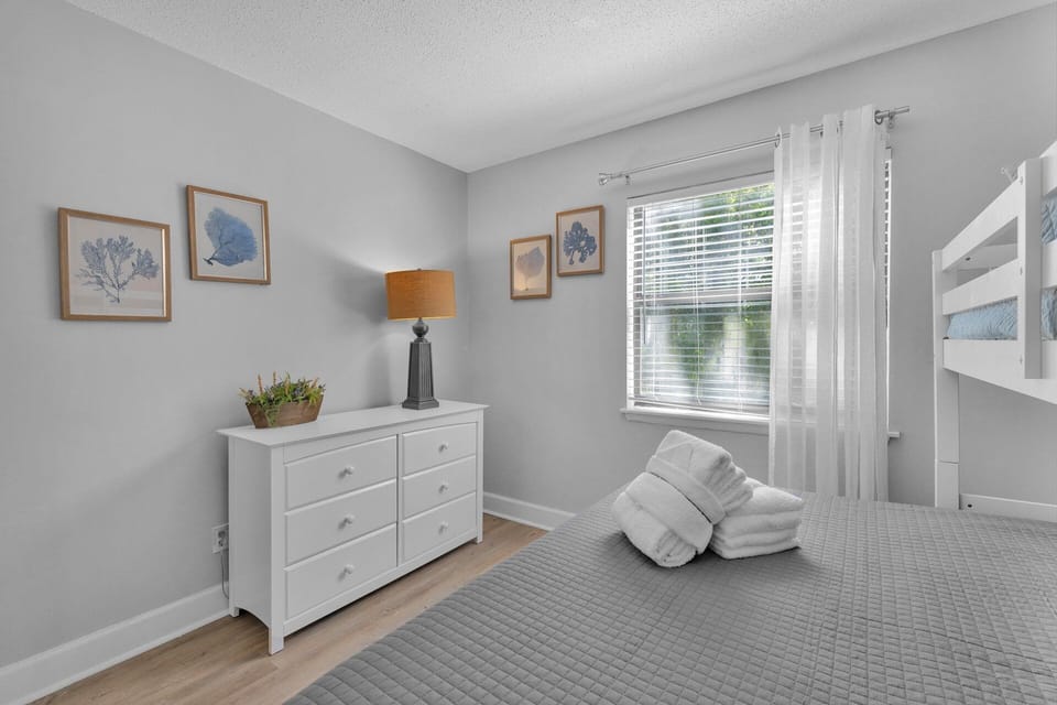 Bedroom 2 - twin/king bunk bed with a twin trundle underneath with flat screen tv.