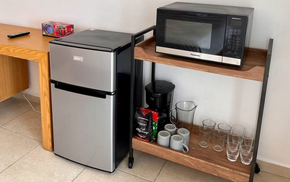 Fridge , microwave and coffe maker