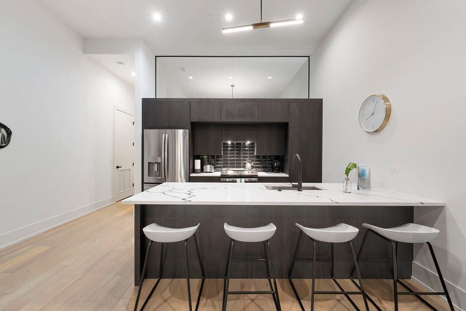 Spacious kitchen island great for cooking together.