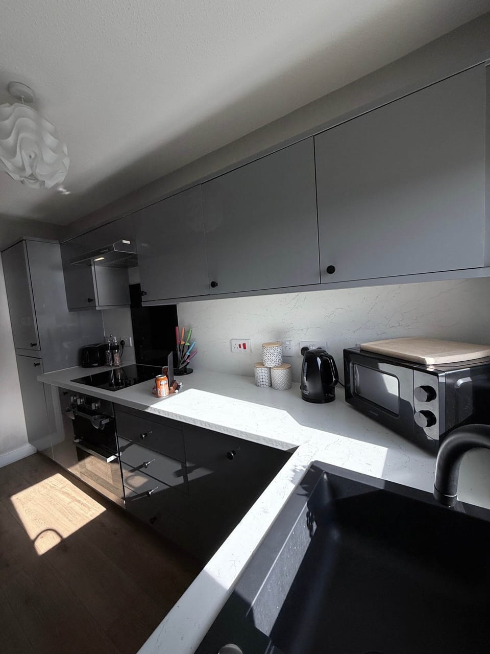 Newly upgraded modern kitchen, fully equipped with everything needed for cooking, dining and longer stays