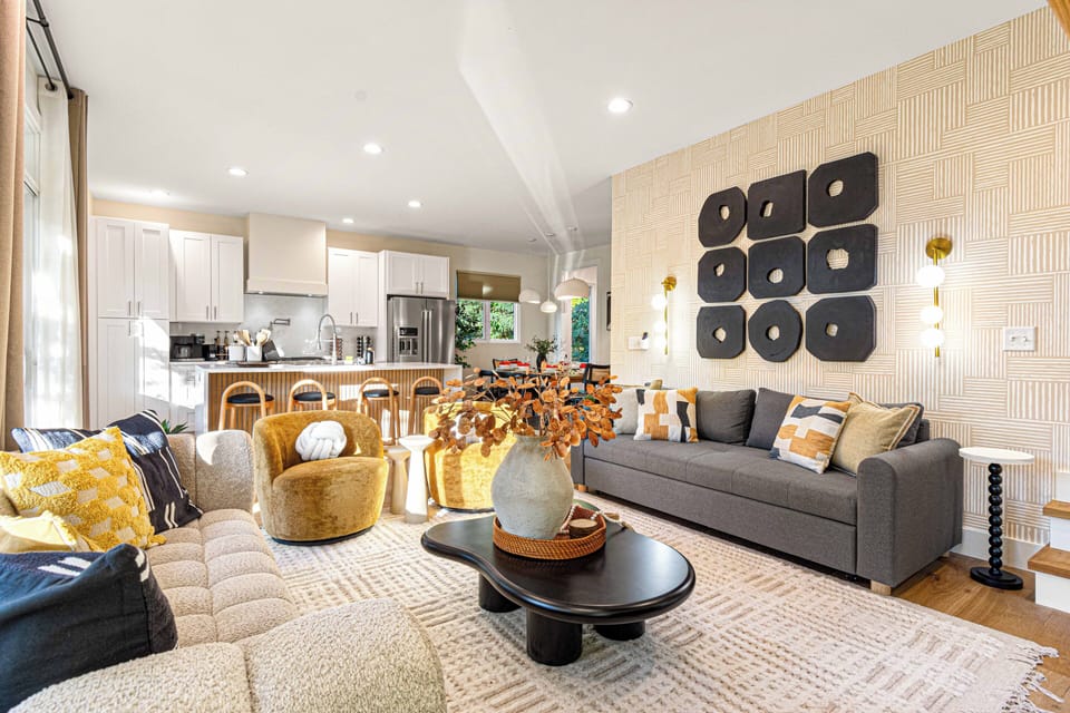 Enjoy the open space on the main level of the home, perfect for gathering together and sharing a meal.