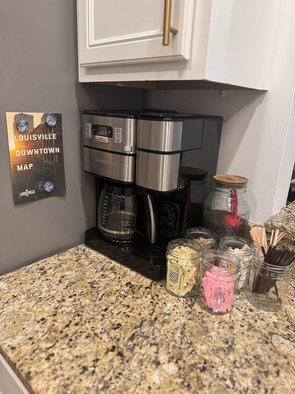 Close-up of the kitchen detailing thoughtful amenities and modern conveniences to enhance your stay. 
