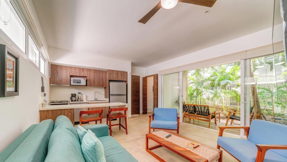 The open floor plan and outdoor space is great for spending downtime between outings