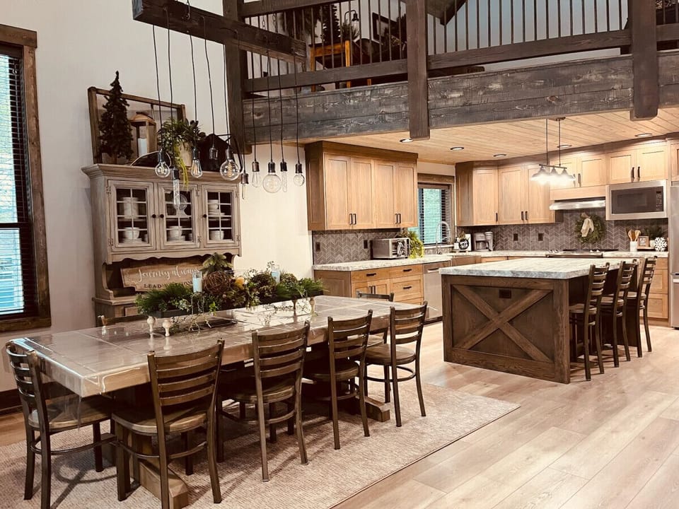 Kitchen and dining table on the main floor 
