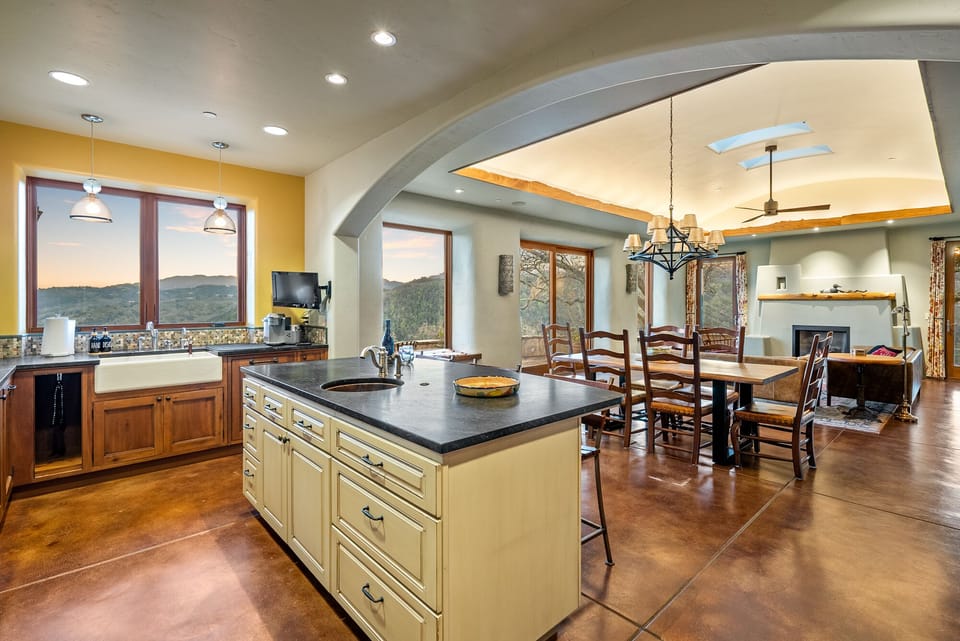 Open concept kitchen with island