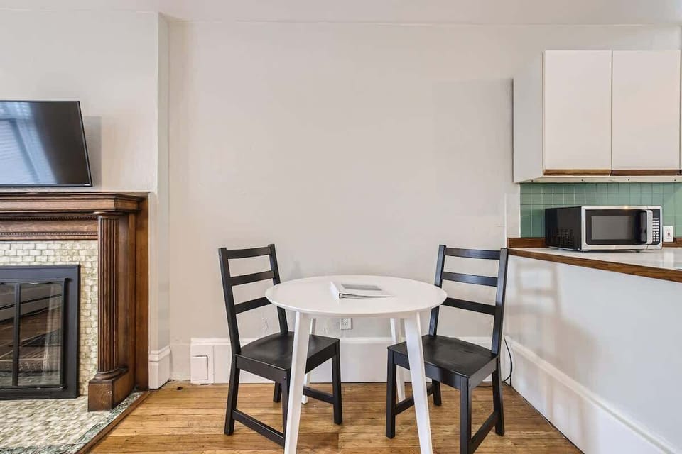 Our dining room table gives you a intimate space to eat meals 