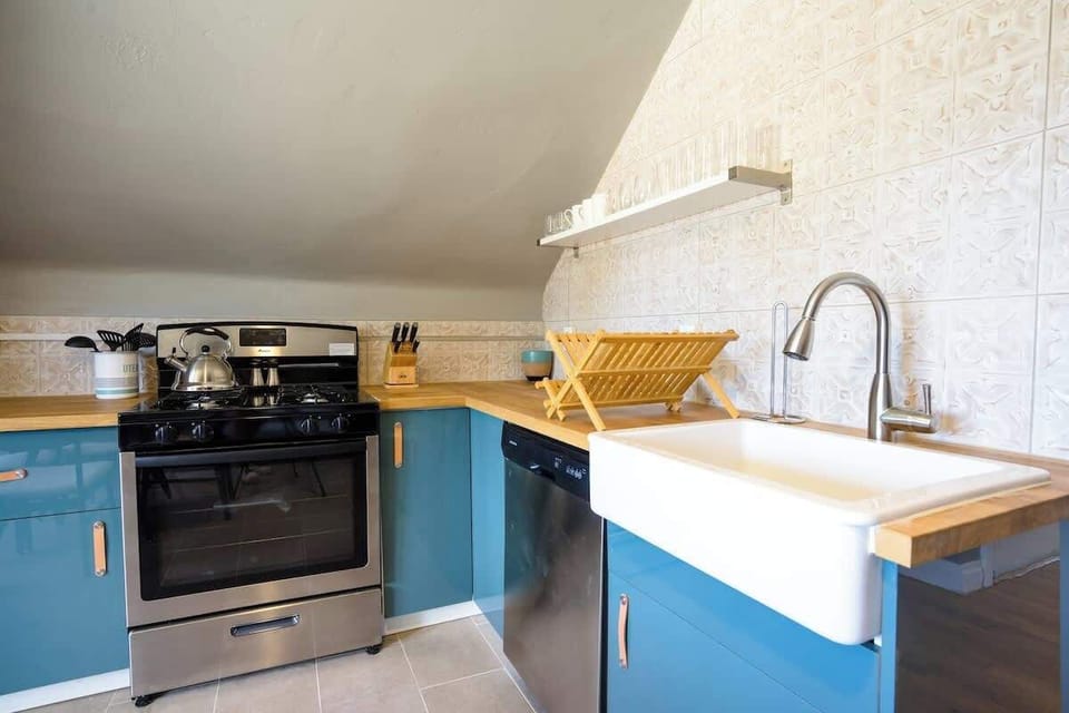Recently renovated kitchen with modern appliances