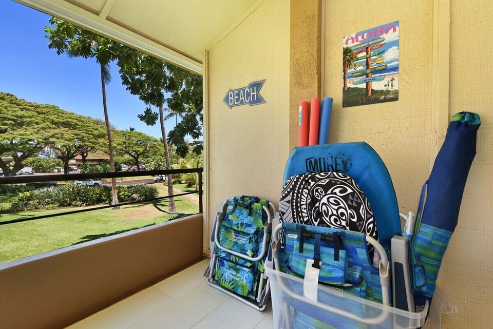 2 chairs and umbrella to use, other items vary.