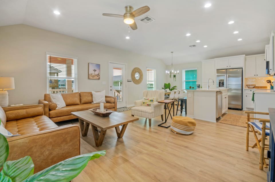 Sink into comfy sofas in the living room for movie nights.