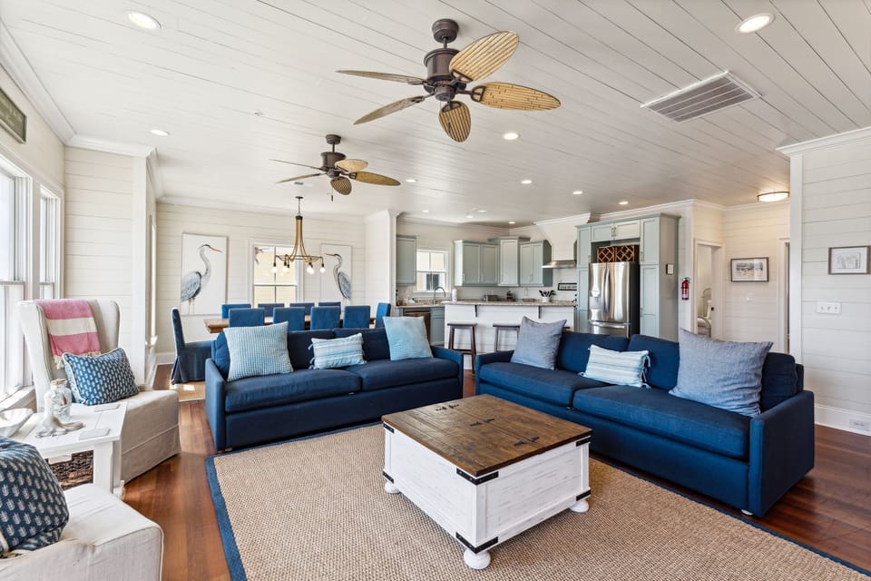 Open concept Living, Dining, and Kitchen space